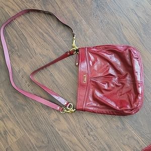 Coach Red Patent Leather Ashley Cross Body Bag